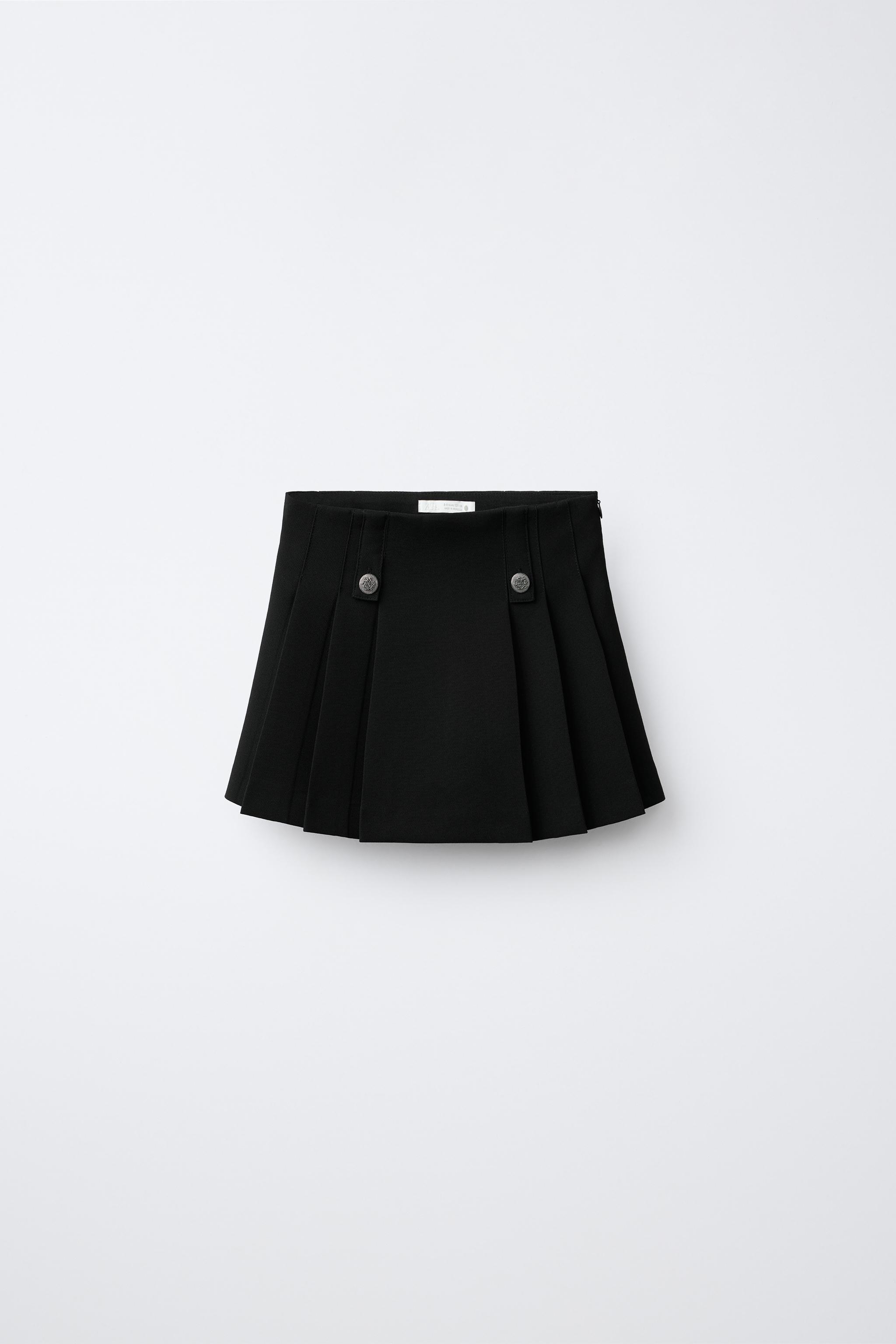 BUTTONED PLEATED SKIRT